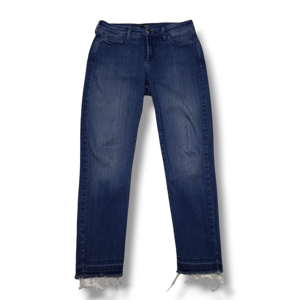 NYDJ Alina Ankle Jeans Womens 4 Released Hem Fray Mid Rise Medium Wash